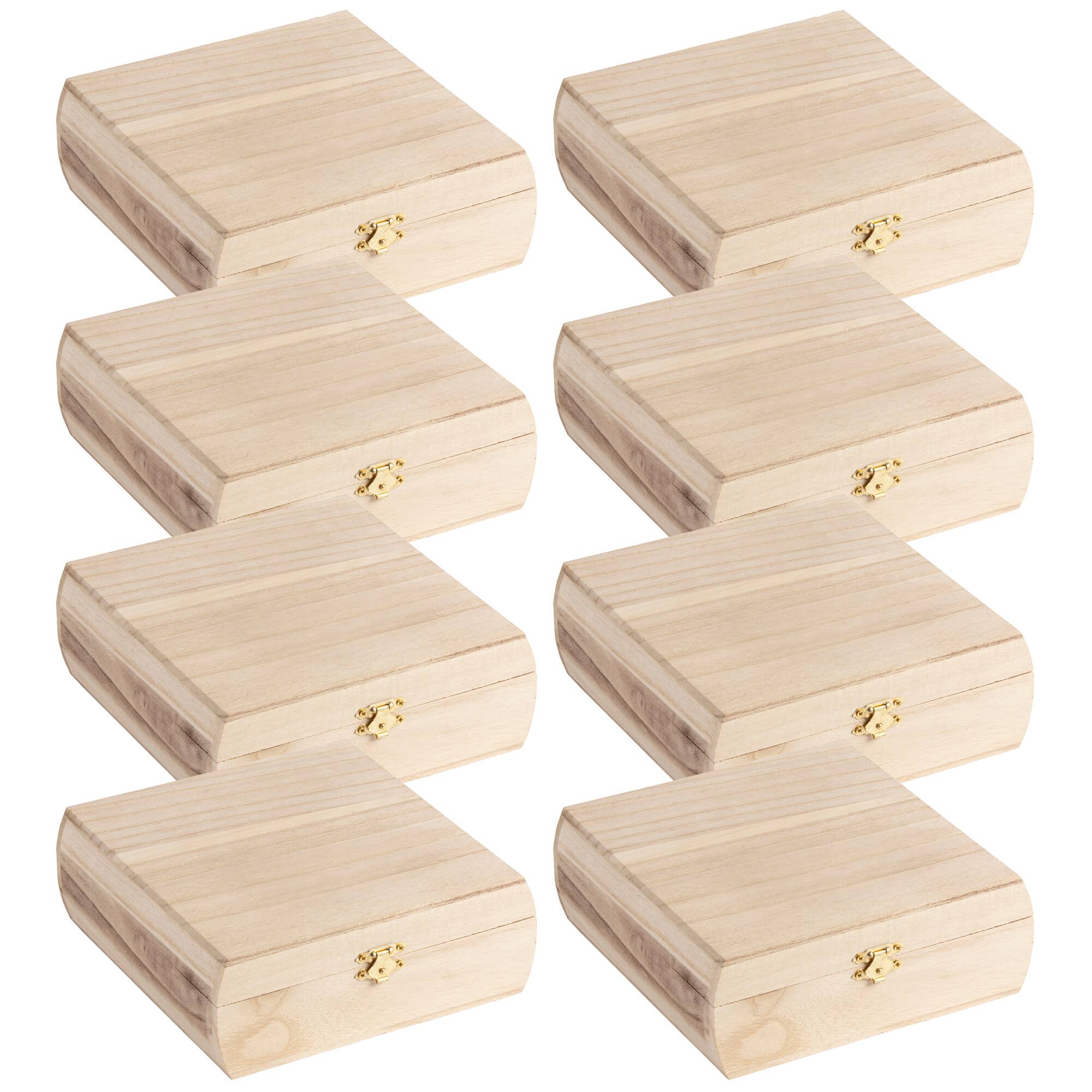 8 Pack: 7.5" Curved Wood Trinket Box by Make Market®
